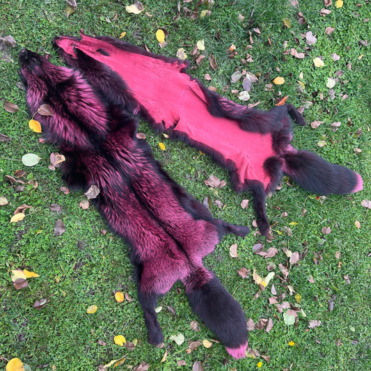 Dyed Silver Fox Pelt - Premium quality - Fuschia