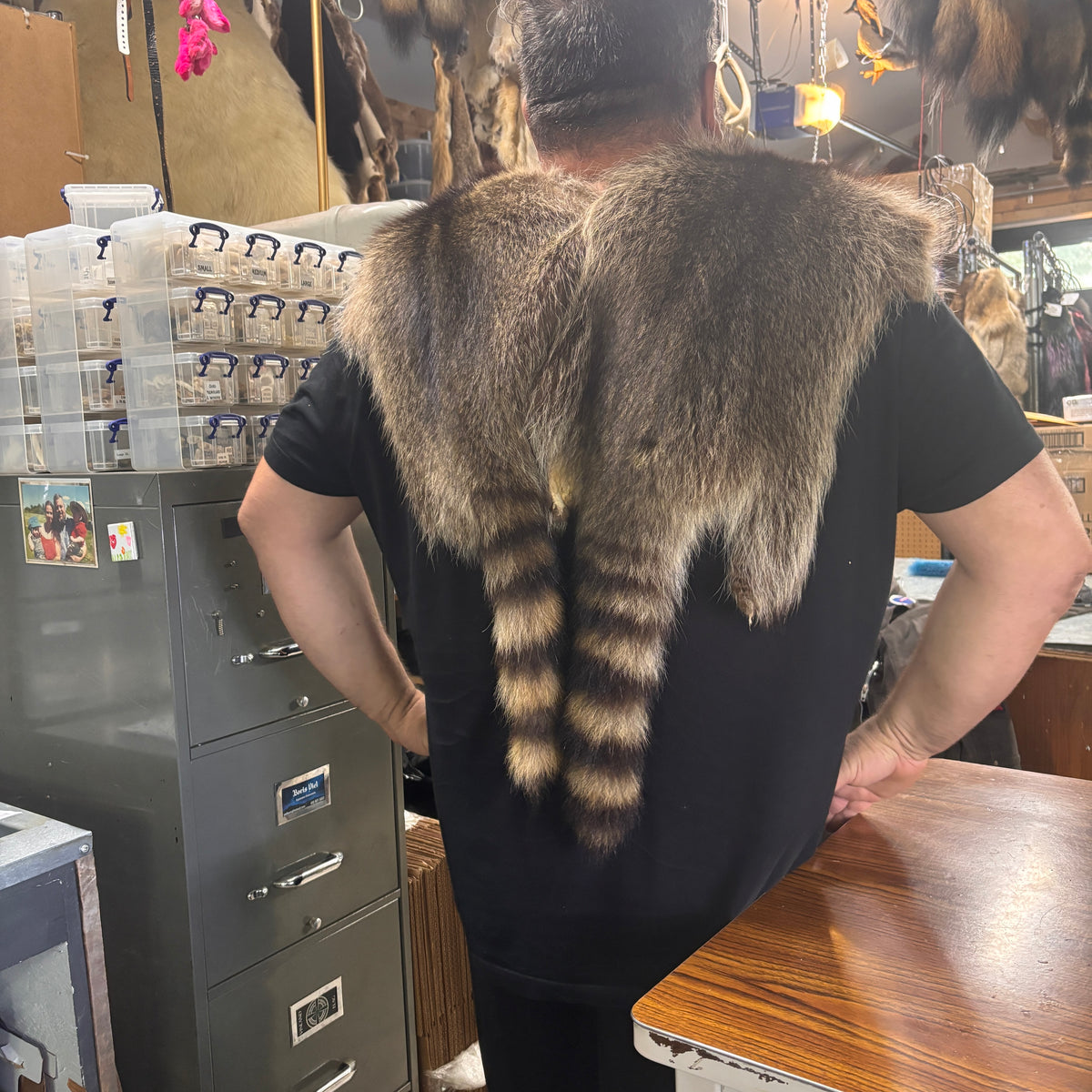 Real fur poncho - Raccoon