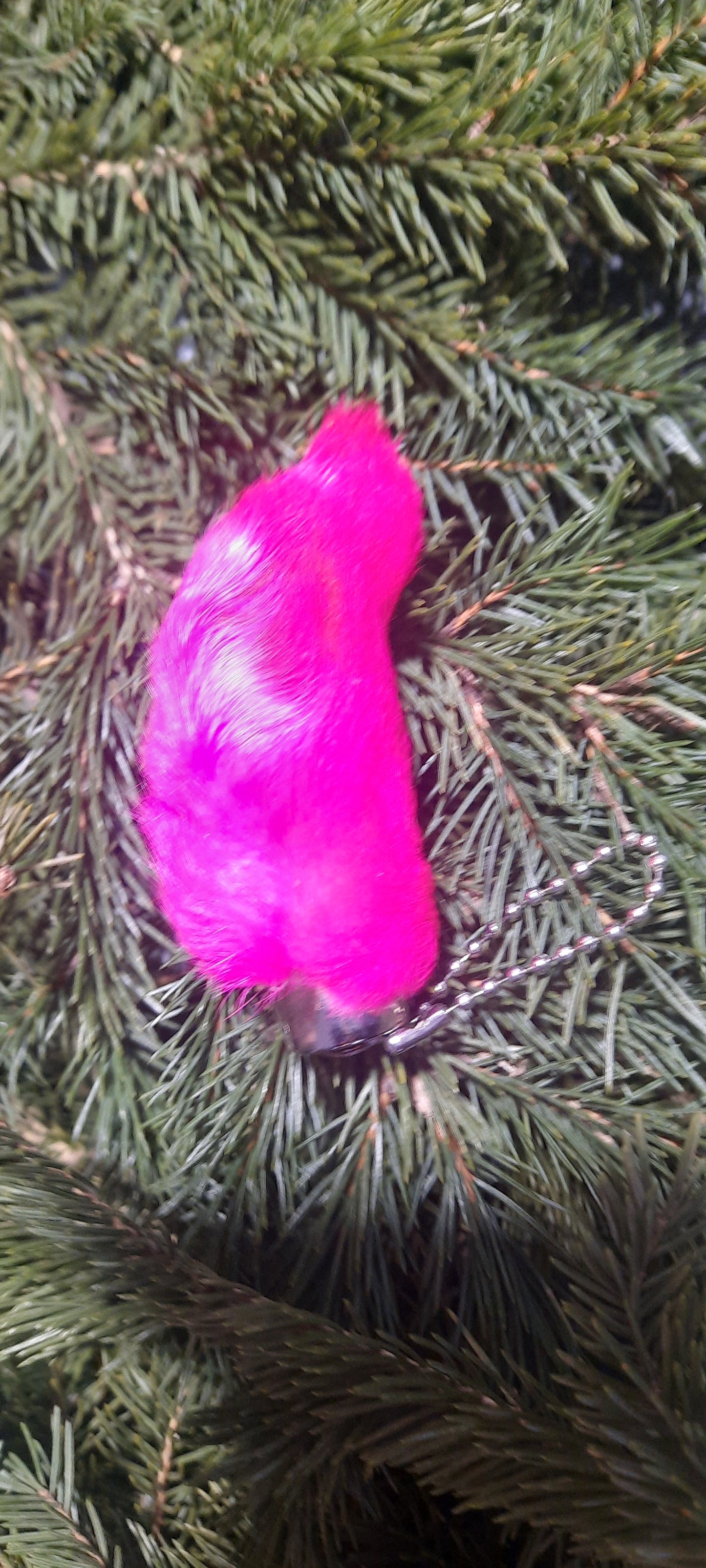 Porte-clés patte de lapin, fuchsia