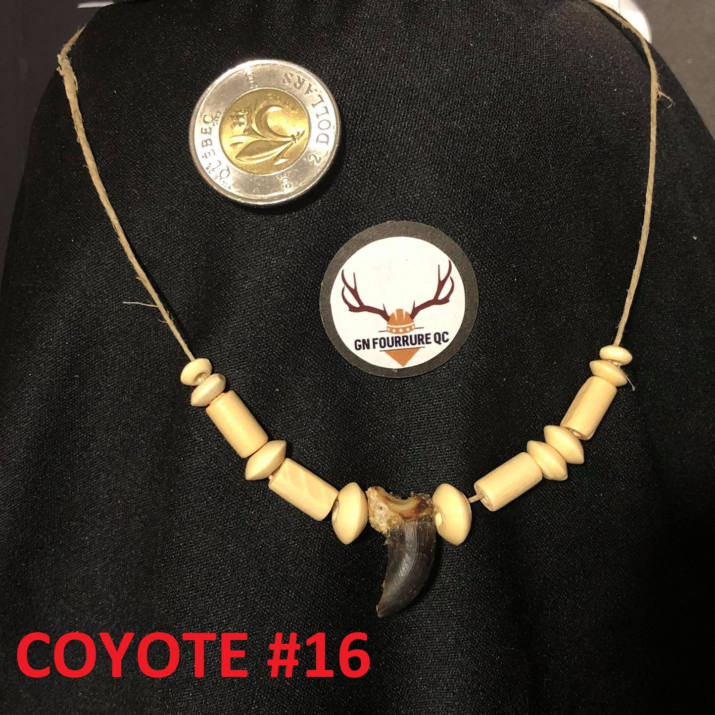 Coyote Claw Necklace, Wooden Beads
