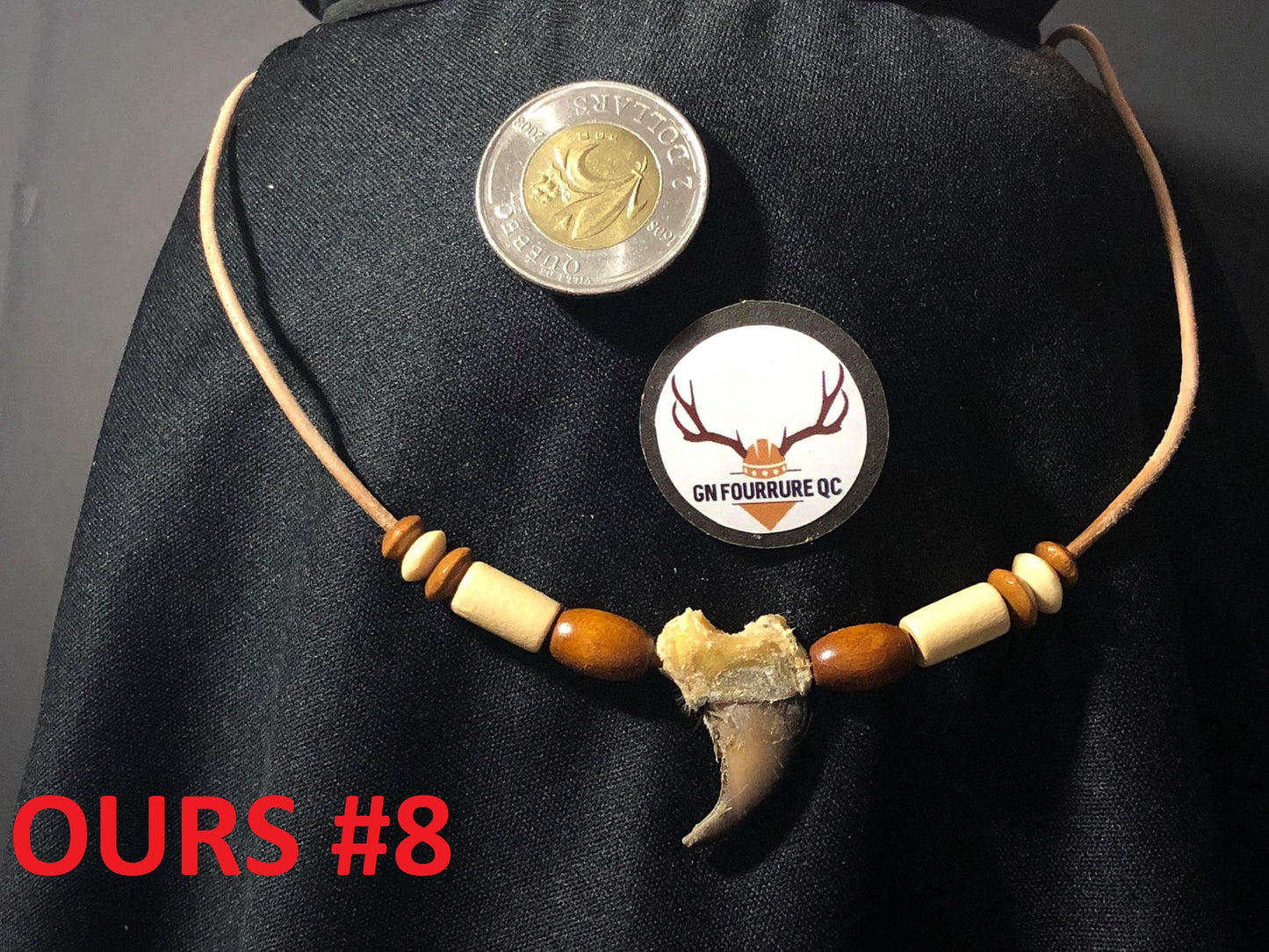 Collier griffe d'ours - Perles en bois naturel