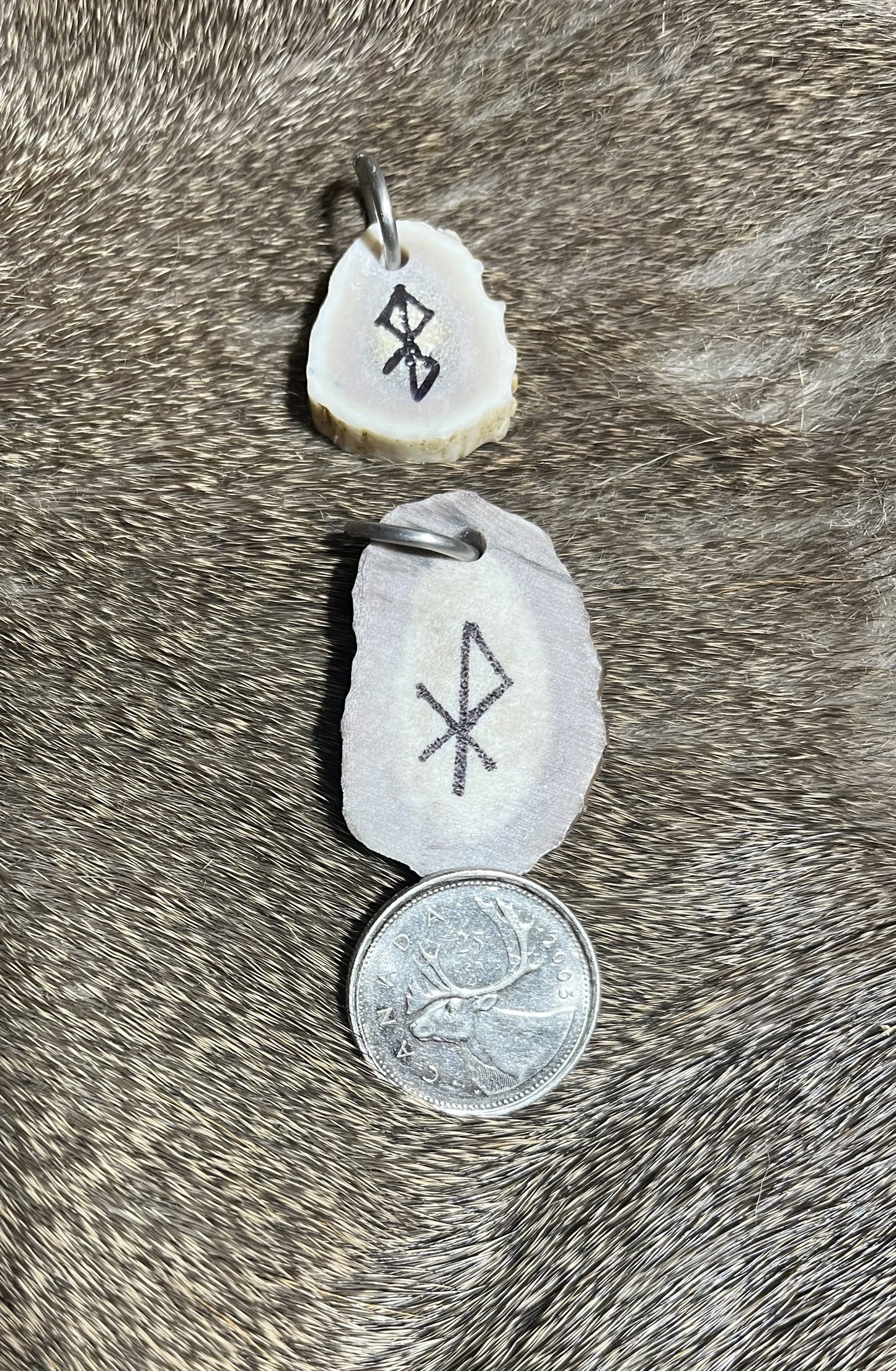 Antler Slice with Viking Runes, Ring