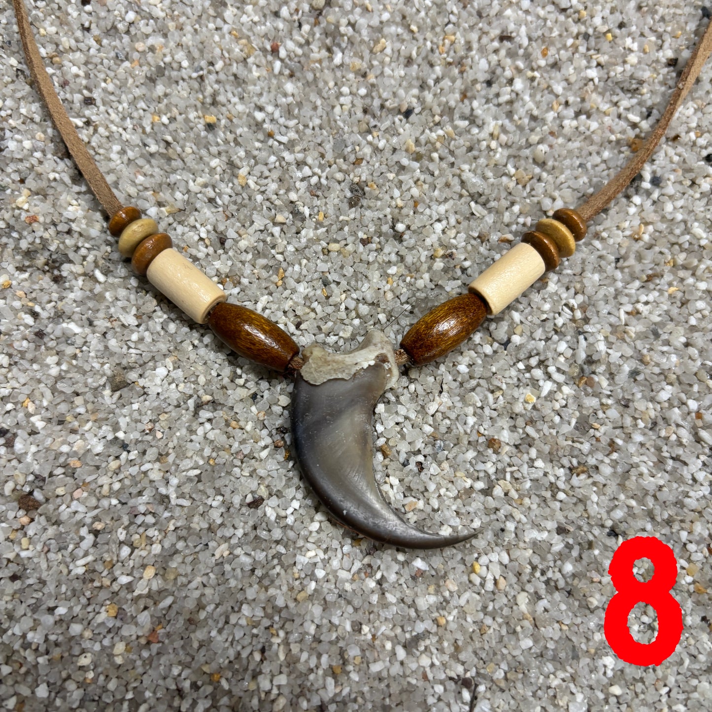 Bear Claw Necklace - Natural Wood Beads