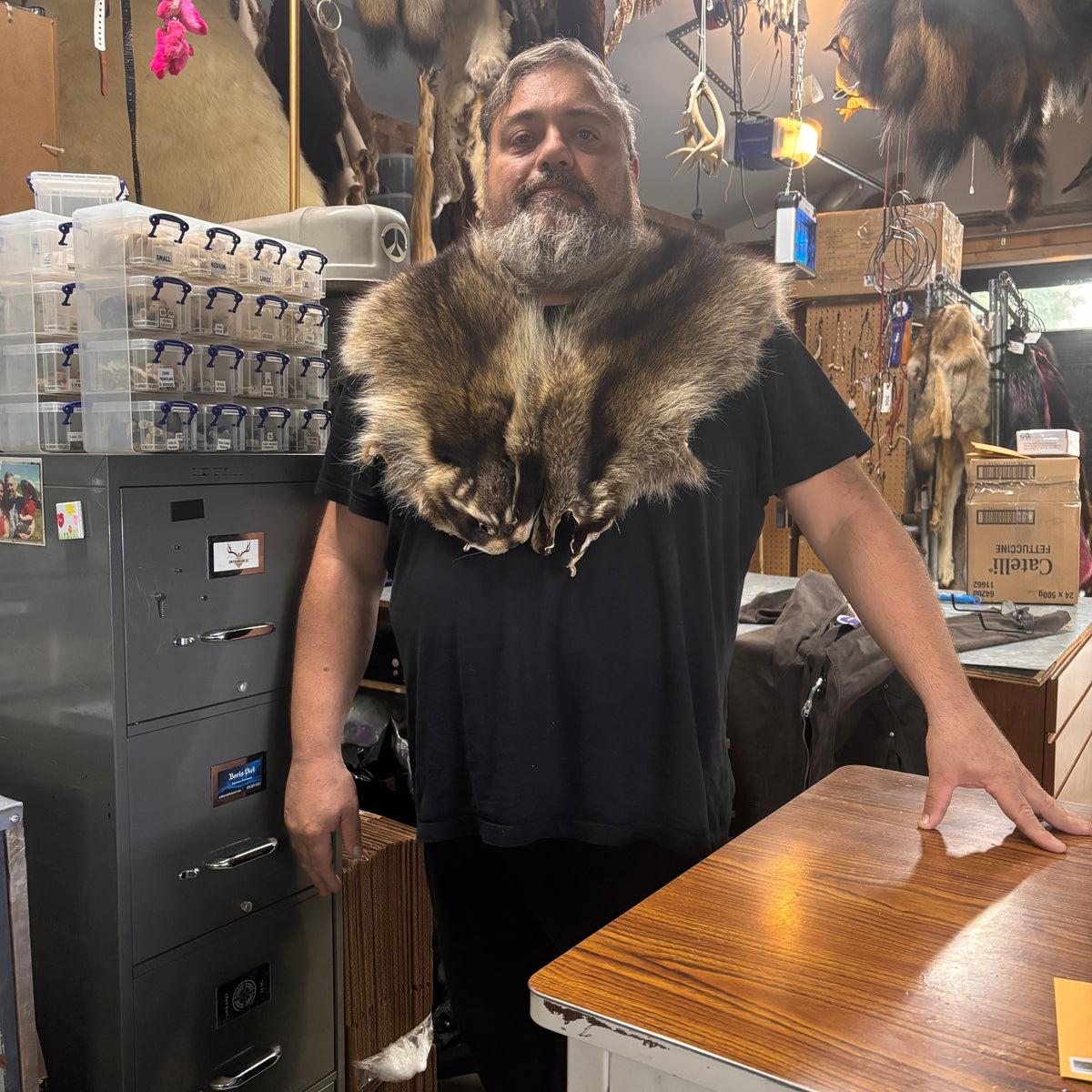 Real fur poncho - Raccoon