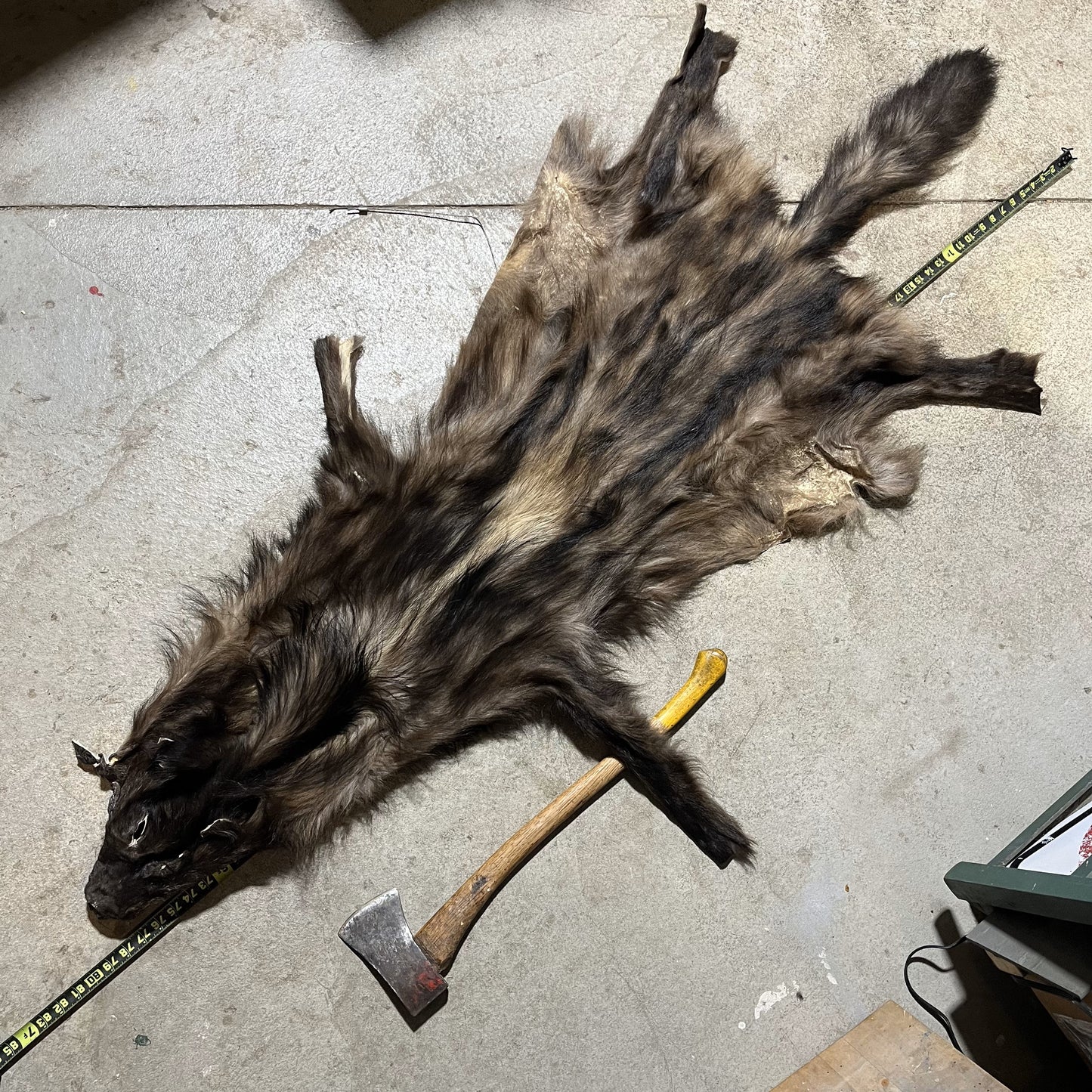 Black Wolf Fur Pelt - 78 inches