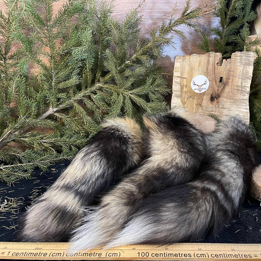 Silver & Red cross Fox Fur Tail