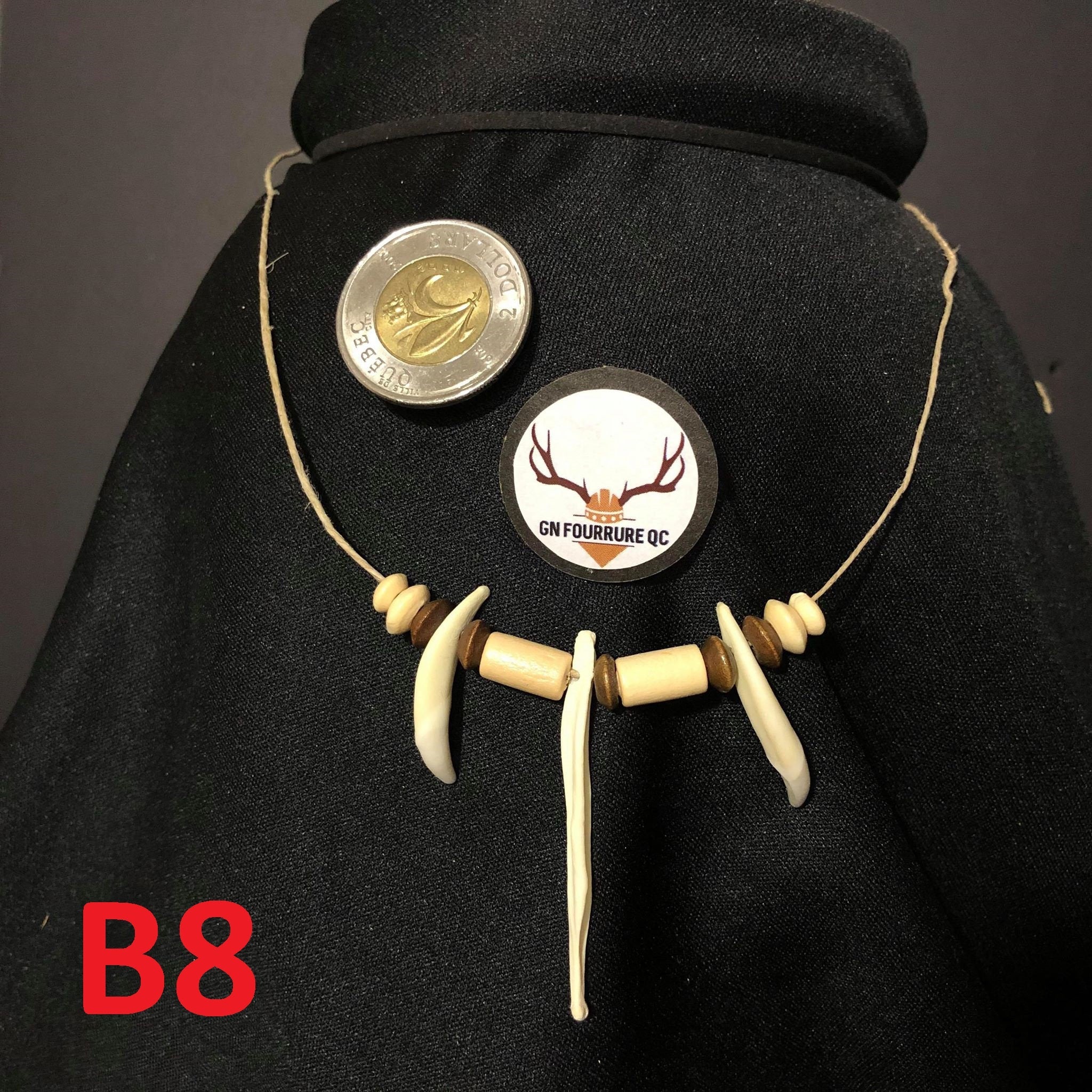 Vtg Native American Beaded Raccoon Penis Bone Choker Pendant Love Necklace  26
